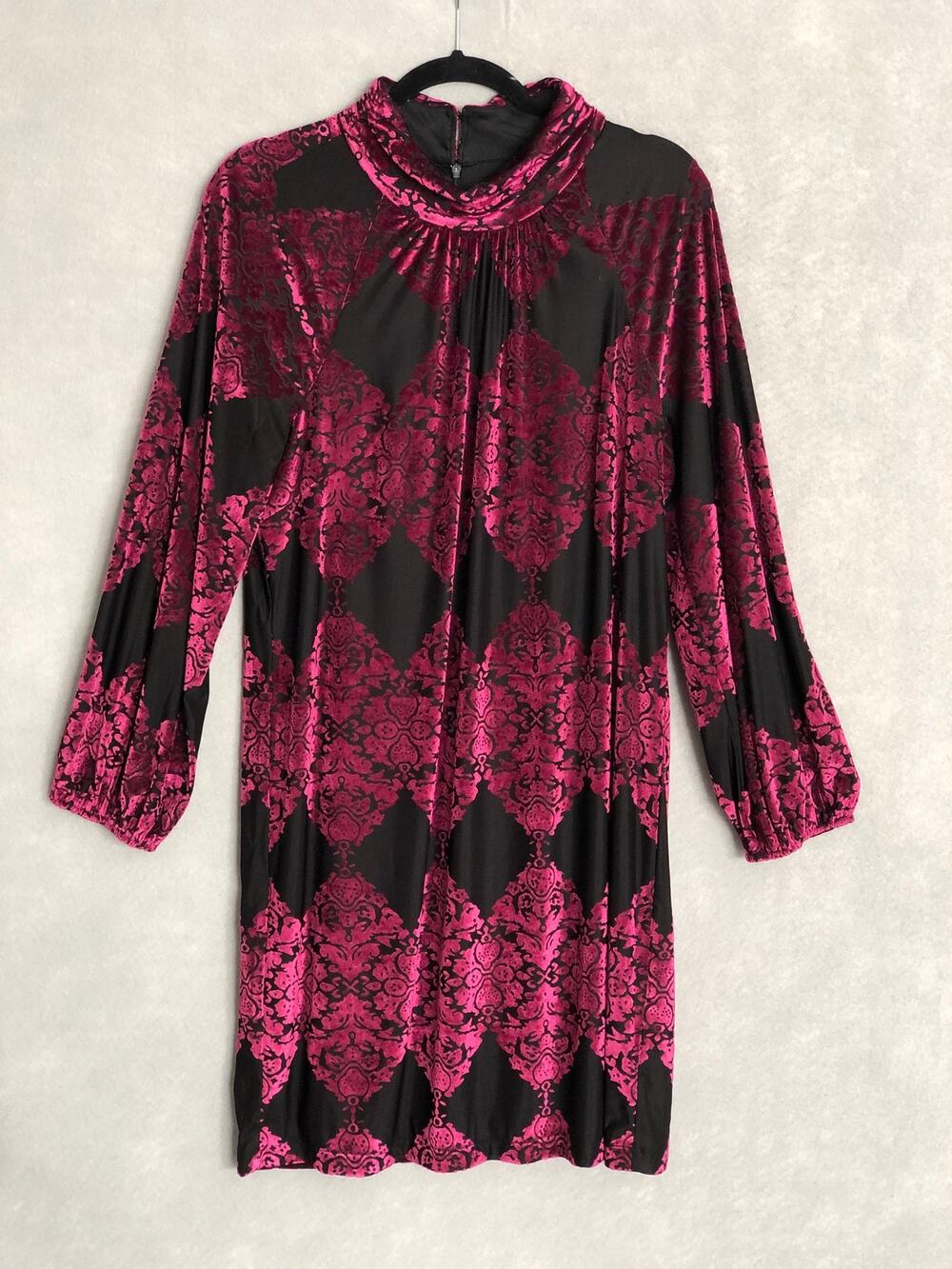 Vince Camuto Burnout Velvet Damask Print Dress Women's Size 4 NEW